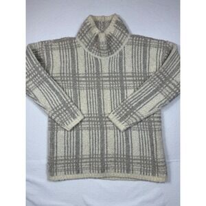 Sundance Plaid Turtleneck Sweater Women Size S Merino Wool Blend Cozy Warm